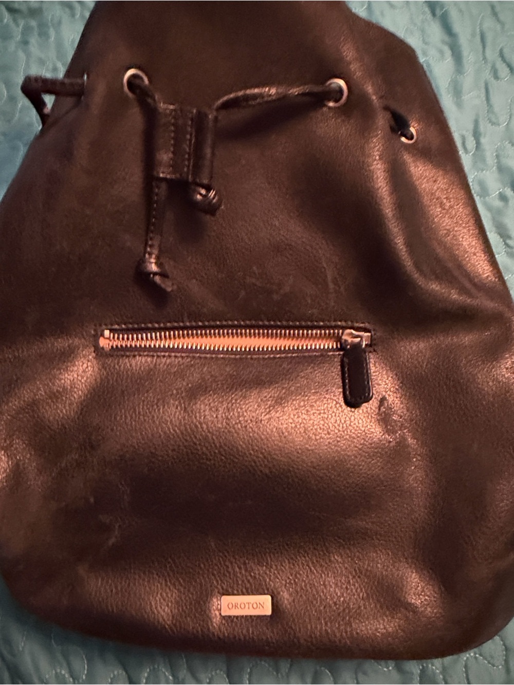 Vintage Oroton Chocolate Brown Leather Drawstring Shoulder Bag